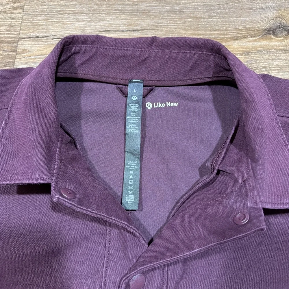 Lululemon Men's LARGE City‎ Excursion Snap Jacket LM3CZGS Plum Cassis Burgundy L